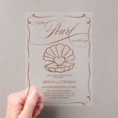 真珠の手で引かれた赤ちゃんシャワー アクリル招待状 (インサイチュ (ポータブル))