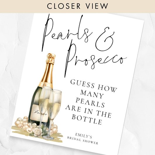 真珠の数を推測するボトルブライダルシャワー ポスター