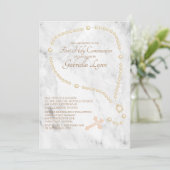 真珠の数珠のビーズの最初聖餐式 招待状 (スタンド正面)