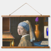 真珠の新しいポスターを描写持つ女の子 吊り下げ型タペストリー (正面)