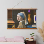 真珠の新しいポスターを描写持つ女の子 吊り下げ型タペストリー (寝室)