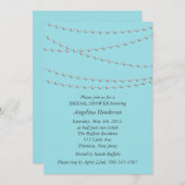 真珠の束のターコイズブライダルシャワー 招待状 (正面/裏面)