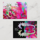 真珠の母とシーウズモノグラムピンク明るい赤紫色 名刺 (正面/裏面)