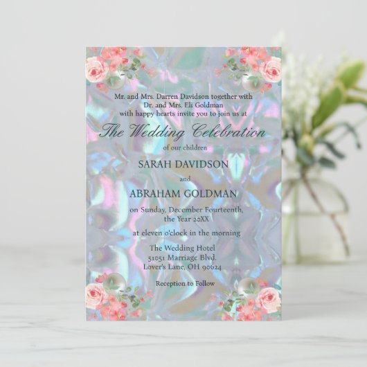 真珠の母なる輝きに満ちた優雅なウェディング  招待状 (スタンド正面)