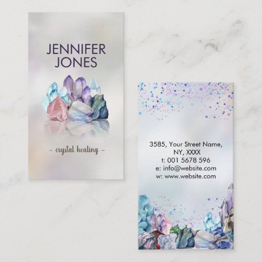 真珠の母に宝石の結晶クラスター  名刺 (正面/裏面)