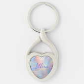 真珠の母に青のモノグラム名 | キーホルダー (正面)