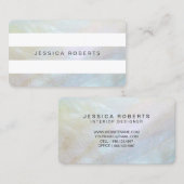 真珠の母ストライプのエレガントシンプル 名刺 (正面/裏面)