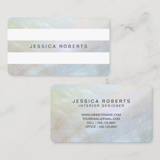 真珠の母ストライプのエレガントシンプル 名刺 (正面/裏面)