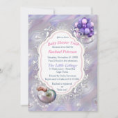 真珠の母与えはベビーガールへの誕生 招待状 (正面)