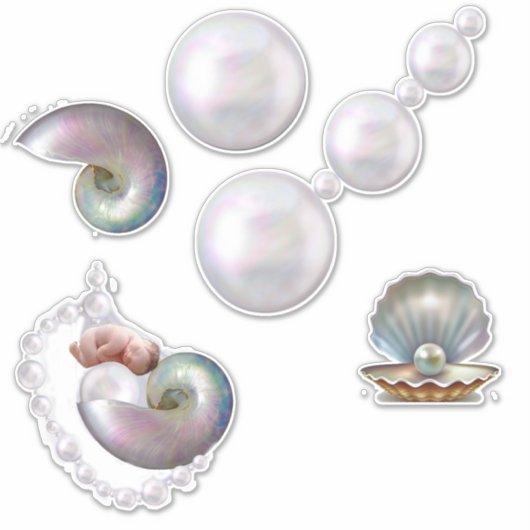 真珠の母与えはベビー真珠に誕生。 シール (正面)