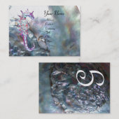 真珠の母，シーホースのモノグラムピンクの白い灰色 名刺 (正面/裏面)