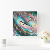 真珠の母 スクエア壁時計 (ホーム)