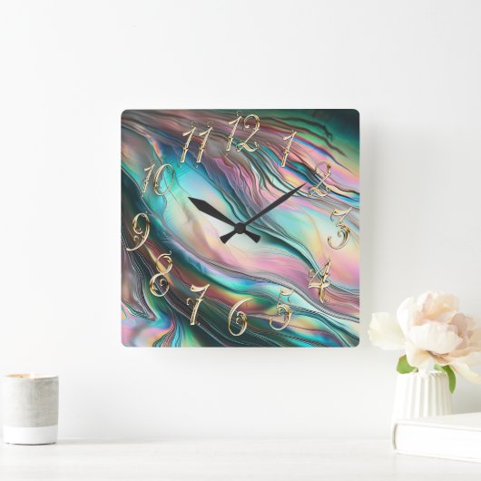 真珠の母 スクエア壁時計 (ホーム)