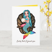 真珠の水彩入りレインボーマーメイド カード (黄色い花)