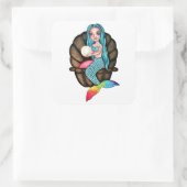 真珠の水彩入りレインボーマーメイド スクエアシール (バッグ)