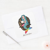 真珠の水彩入りレインボーマーメイド スクエアシール (封筒)