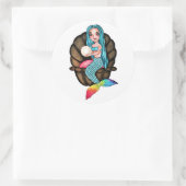 真珠の水彩入りレインボーマーメイド ラウンドシール (バッグ)