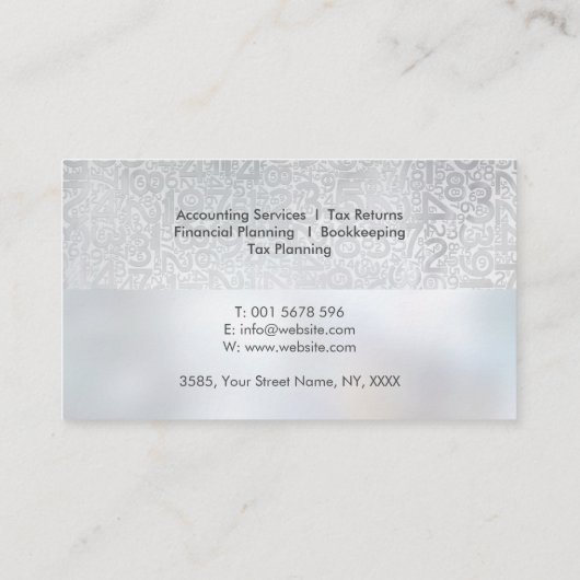 真珠の番号パターン – 会計士 名刺 (裏面)