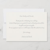 真珠の白い銀の後に幸せに続モノグラムのく サンキューカード (裏面)