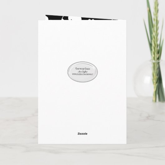 真珠の白黒の花柄 カード (裏面)