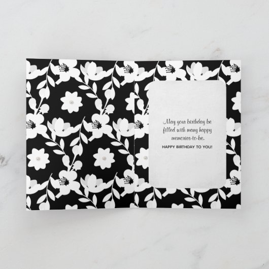 真珠の白黒の花柄 カード (内部)