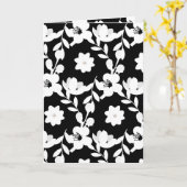 真珠の白黒の花柄 カード (黄色い花)