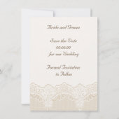 真珠の結婚式のホワイトレース日付を保存 セーブザデート (裏面)