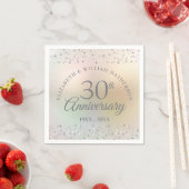 真珠の結婚式30周年記念ハートの紙吹雪 スタンダードカクテルナプキン (インサイチュ)