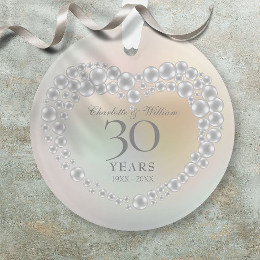 真珠の結婚式30周年記念フォト オーナメント