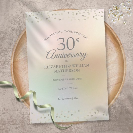 真珠の結婚記念日30周年ハートの紙吹雪 セーブザデート