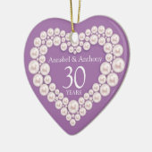 真珠の結婚記念日 30周年 ハート 紫 セラミックオーナメント (左)