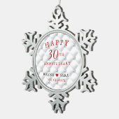 真珠の結婚30周年記念 スノーフレークピューターオーナメント (右)