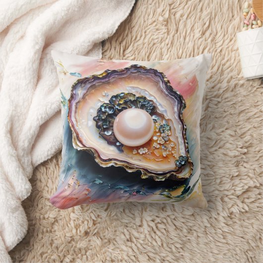 真珠の絵を描牡蠣 クッション (ブランケット)