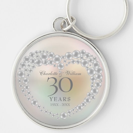 真珠の美しい結婚30周年記念 キーホルダー (正面)