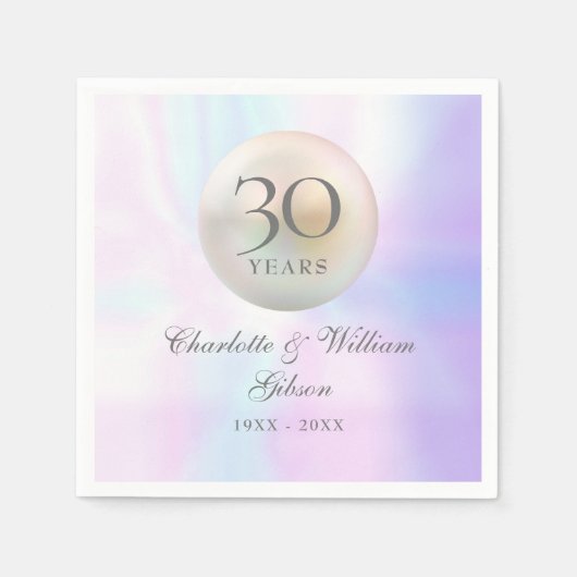 真珠の美しい結婚30周年記念 スタンダードカクテルナプキン (正面)