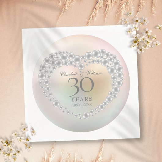 真珠の美しい結婚30周年記念 スタンダードカクテルナプキン