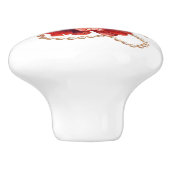 真珠の美しい赤いケシ セラミックノブ (側面)