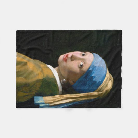 真珠の耳を持つ女の子、ヨハネス·ヴェルメア, 1665 フリースブランケット (正面(横))