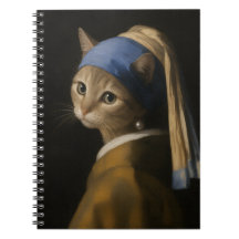 真珠の耳飾りのかわいい女の子猫アート