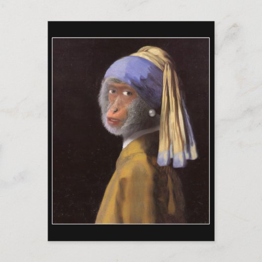 真珠の耳飾りのチンパンジー ポストカード (正面)