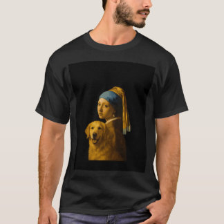 真珠の耳飾りの少女のパロディ 猫 Tシャツ