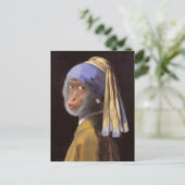 『真珠の耳飾りの少女』さるチンパンジー ポストカード (スタンド正面)