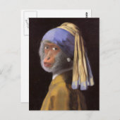 『真珠の耳飾りの少女』さるチンパンジー ポストカード (正面/裏面)