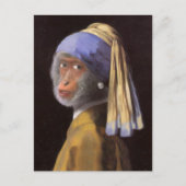 『真珠の耳飾りの少女』さるチンパンジー ポストカード (正面)