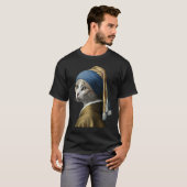 真珠の耳飾りの少女 猫 1 Tシャツ (正面フル)