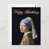真珠の耳飾りの少女 1665 お誕生日おめでとう ポストカード (正面/裏面)