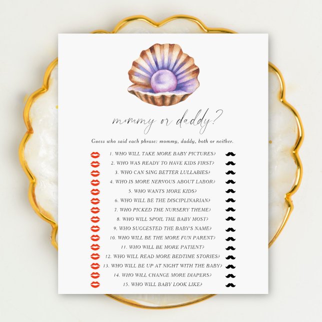 真珠の貝殻 – ママまたはパパの赤ちゃんシャワーゲーム (クリエイターアップロード済み)
