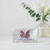 真珠の贅沢な金ゴールドそして紫色の蝶 名刺 (スタンド正面)