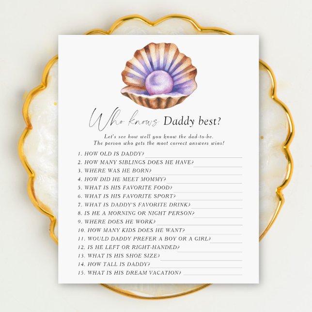 真珠の赤ちゃんシャワー – 誰がパパのゲームを知っ最高のている (クリエイターアップロード済み)