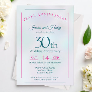 真珠の輝き 30周年記念の結婚記念日 招待状
